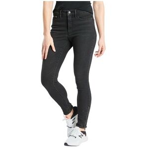 Athleta High Rise Sculptek Skinny Jeans Ankle Zip Reflective in Black Wash